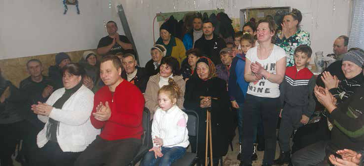 Children, adults, moms and dads come together to worship at house services.