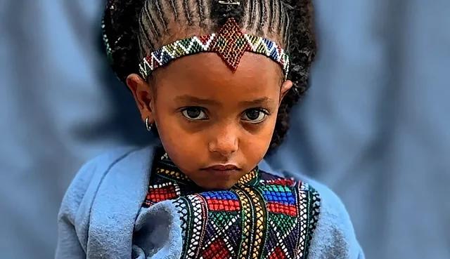 Young Ethiopian girl wearing traditional clothing